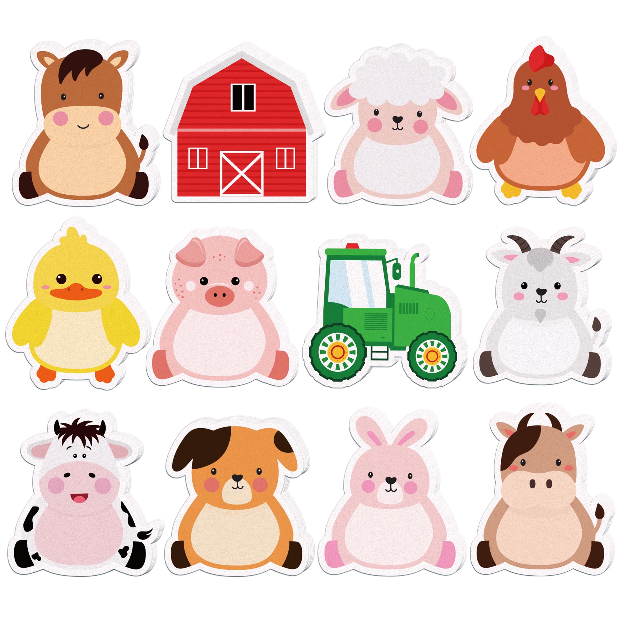 240 Sheets/12 Pads Farm Animals Sticky Notes Chicken Pig Self-Adhesive Writing Notepads for Student Teacher to-Do List Post Its Message Reminder Choir Gift Appreciation Gifts School Office Supplies