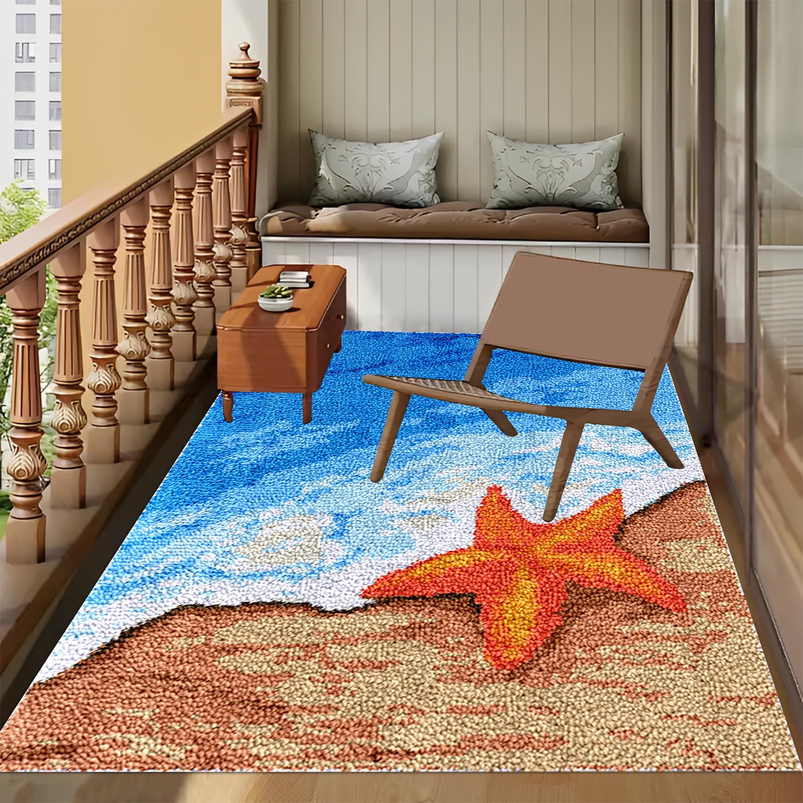 Knüpfteppich Zum Selber Knüpfen, Knüpfen Set für Erwachsene 55x75 cm Tapisserie Teppich Knüpf-Sets Knüpfsets Latch Hook Kit Selbst, Knüpfhaken-Sets für Anfänger