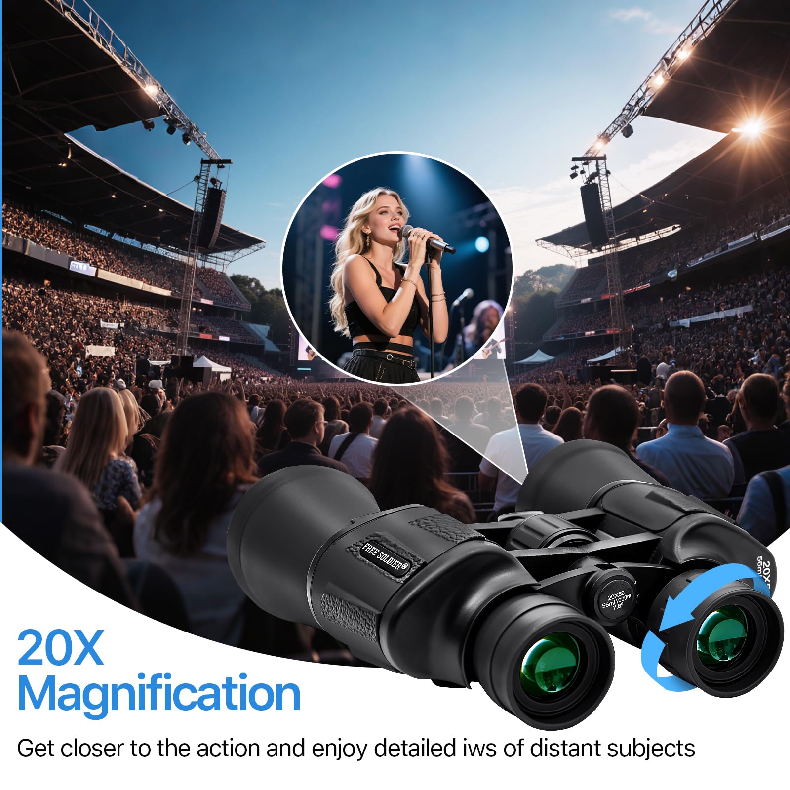 Prismáticos de 10 x 50 para Adultos con Adaptador de Smartphone de 28 mm, Ocular Grande HD Impermeable, para observación de Aves, Caza, Senderismo, Turismo, Viajes, conciertos, Deportes, con Lente