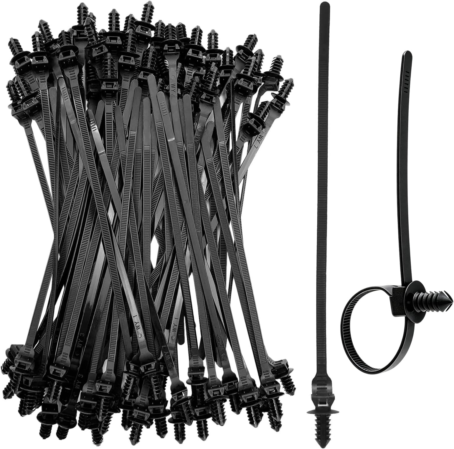 80 Pack Nylon Push Mount Cable Zip Tie, 8.3"x0.18" Heavy Duty Nylon Push Mount Self Locking UV Resistant Assortment for Indoor Wire Tying (Black)