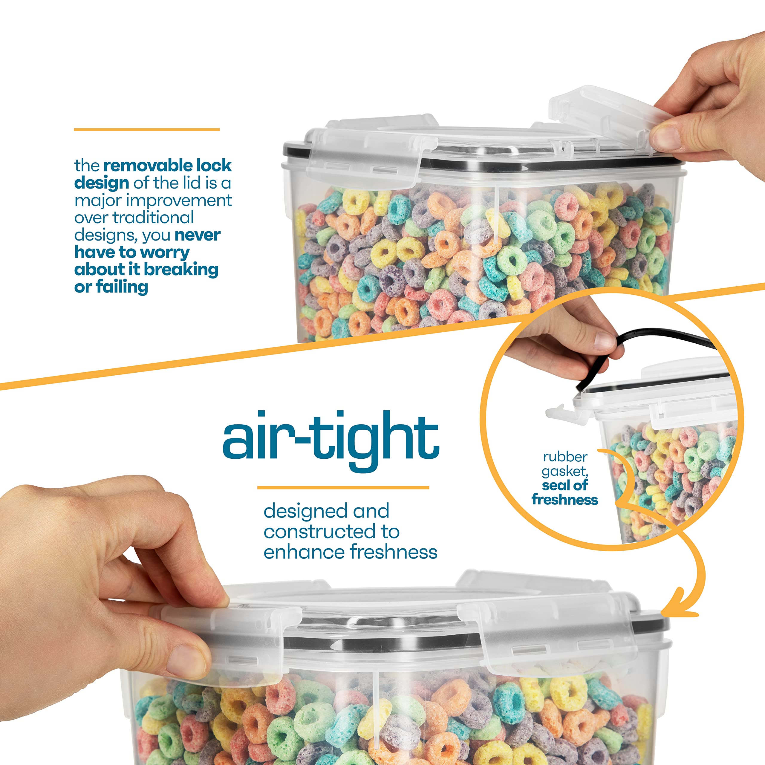 STOREGANIZE Flour And Sugar Containers Airtight (5.3L/4pk) Great Flour Sugar Canisters Sets For The Kitchen pantry, Large Food Storage Containers With Lids Airtight, BPA Free Sugar Flour Container Set