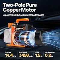 Vista 2 de VIVOHOME Serie VG - Juego de bomba de vacío y medidor de CA, bomba de vacío HVAC de 2 etapas de 1.5 HP 14.4CFM y kit de manómetro de colector de 4