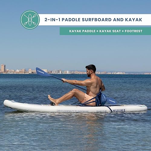 Miniatura 82 de HUIIKE Tabla de remo inflable para adultos con accesorios incluidos, remo, aletas, bomba. Tabla de remo de pie, gran estabilidad y resistencia. 10