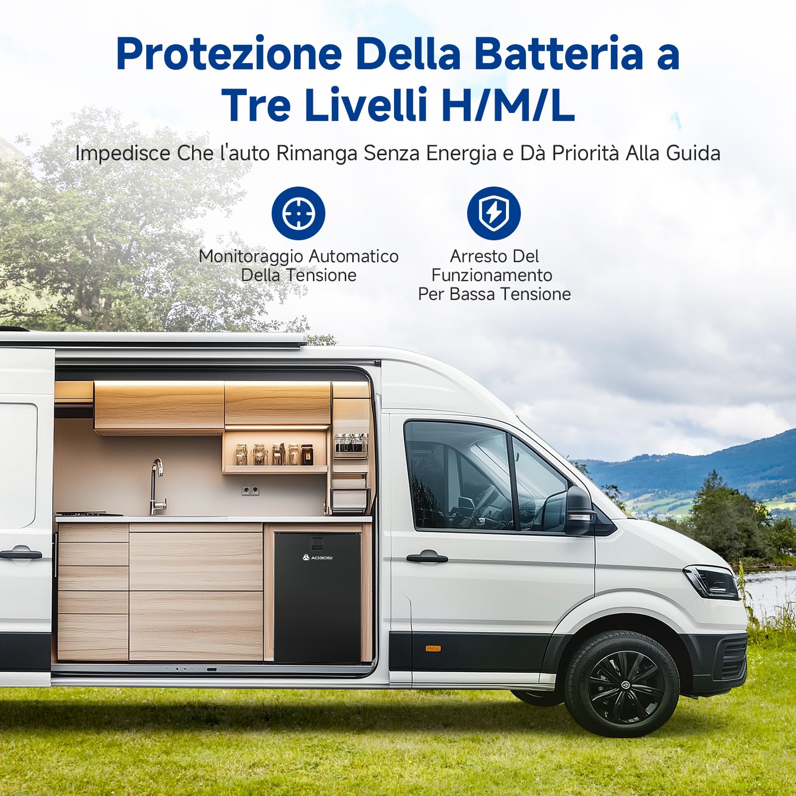 AAOBOSI 110L Frigo Portatile, Due Zone Di Temperatura, Frigo Da Campeggio con Luce LED, 12/24V DC, Grande Capacità, -15°C a 10°C, Per Auto, Camper, Fuoristrada, Camion, Barche, Campeggio e Viaggi