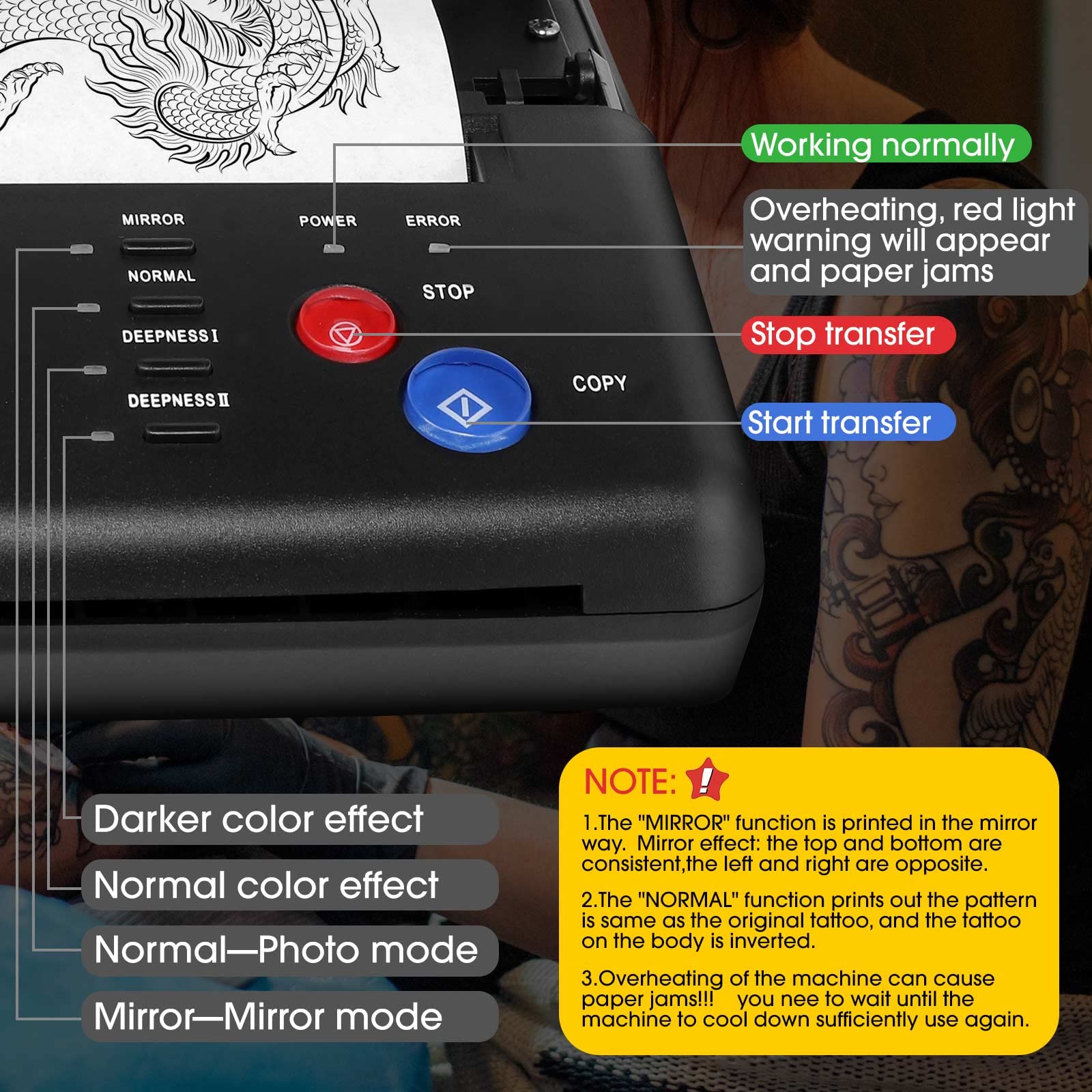 Tattoo Transfer Stencil Machine Copier Printer with 20pcs Free Tattoo Stencil Transfer Paper Tattoo Transfer Stencil Machine