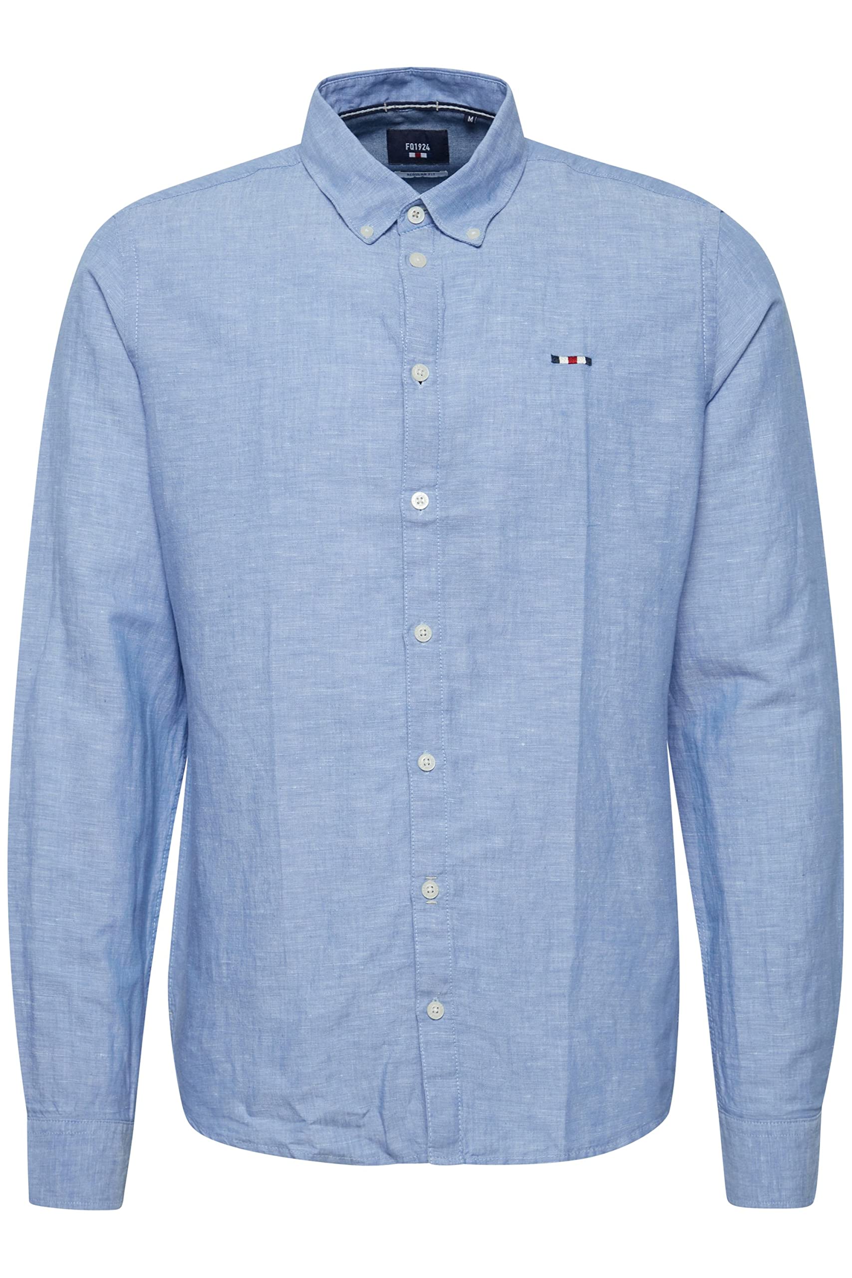 FQ1924 FQErlendur Herren Freizeithemd Hemd Herrenhemd Basic Button-Down-Kragen Logo-Stickerei Hochwertige Baumwoll-Leinen-Qualität