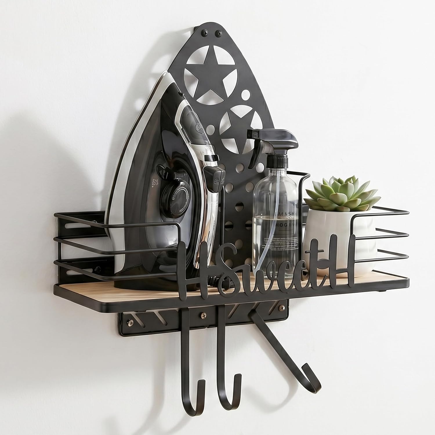 Iron Board Hanger Wall Mount or Over The Door - White