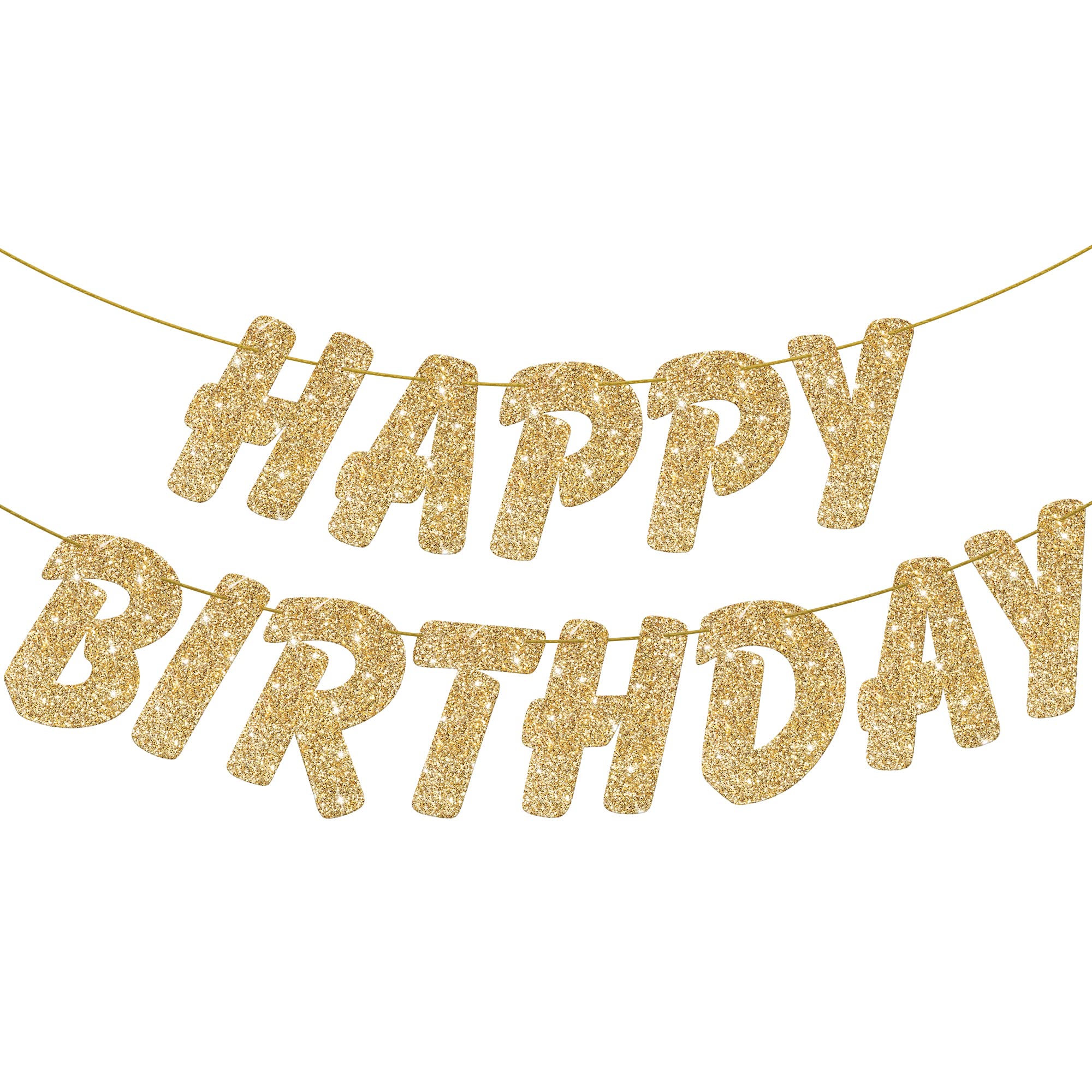 KatchOn, Glitter Rose Gold Happy Birthday Banner - 10 Feet Prestrung No DIY | Rose Gold Birthday Banner | Rose Gold Happy Birthday Sign for Rose Gold Birthday Decorations | Rose Gold Party Decorations