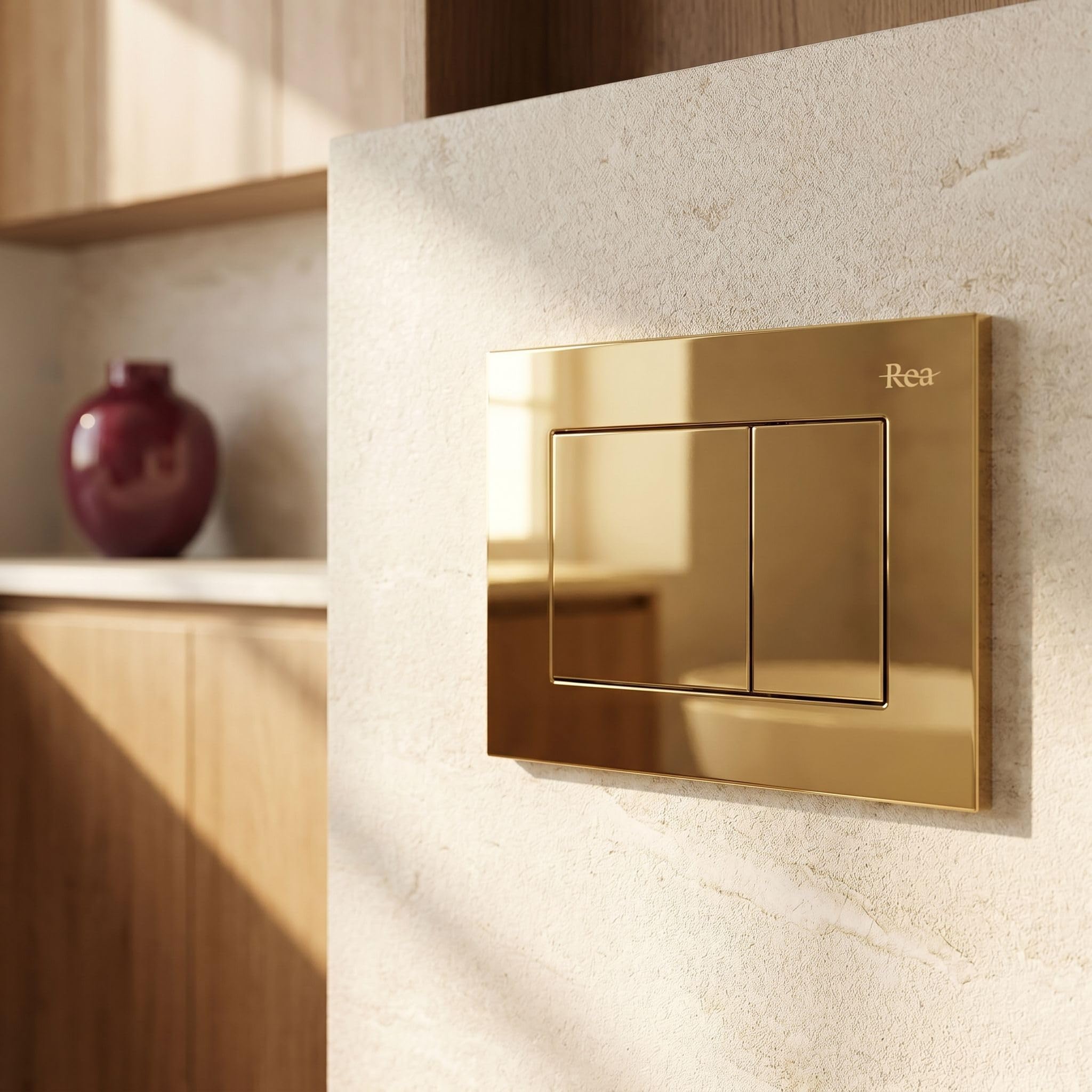 Rea - Botón de descarga de inodoro Rea J K011a-q y Slim 024n dorado - 4 x 24,5 x 16,5 cm