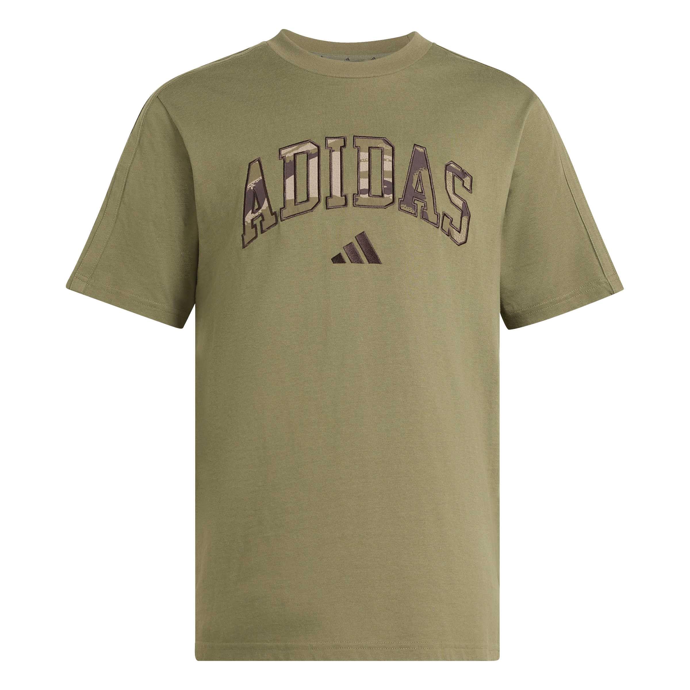 adidas Men's Seasonal Essentials Camo Shirt, Olive strata/Multicolor, L
