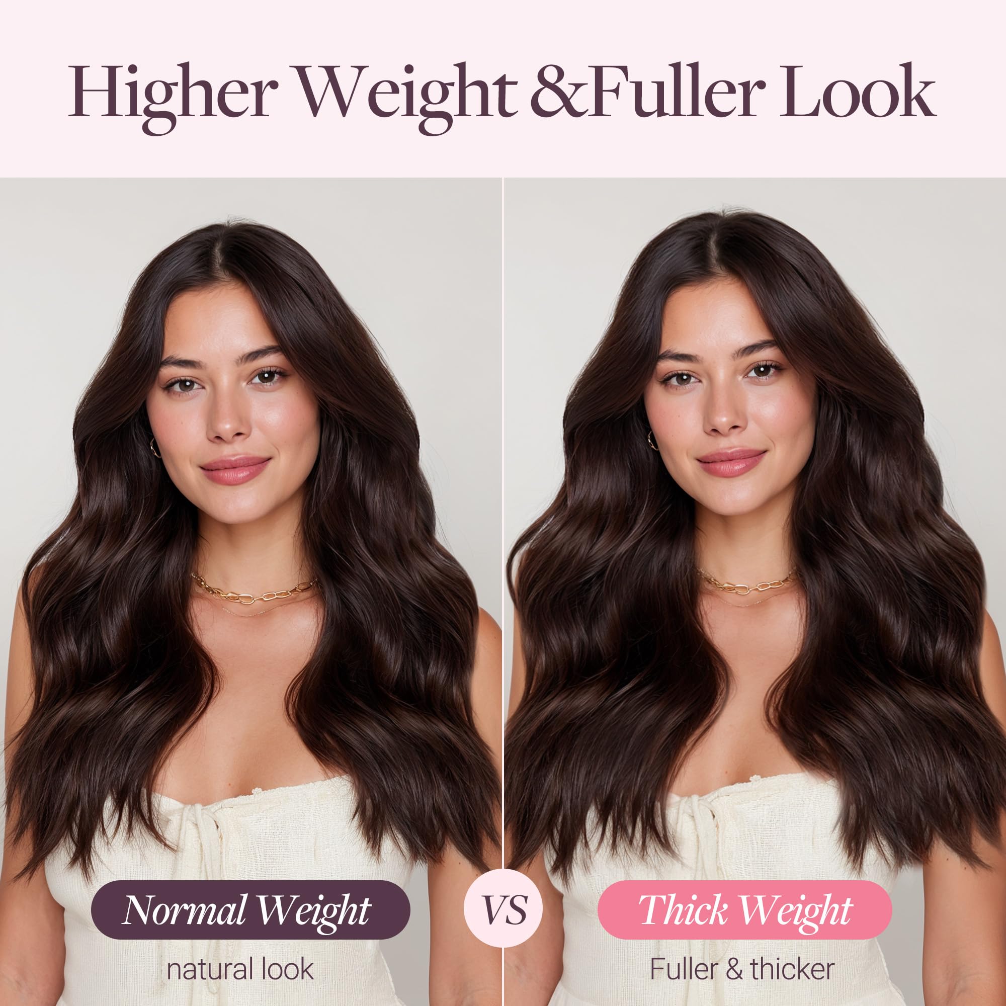 GOO GOO Human Hair Weft Extensions, Double Weft Remy Hair