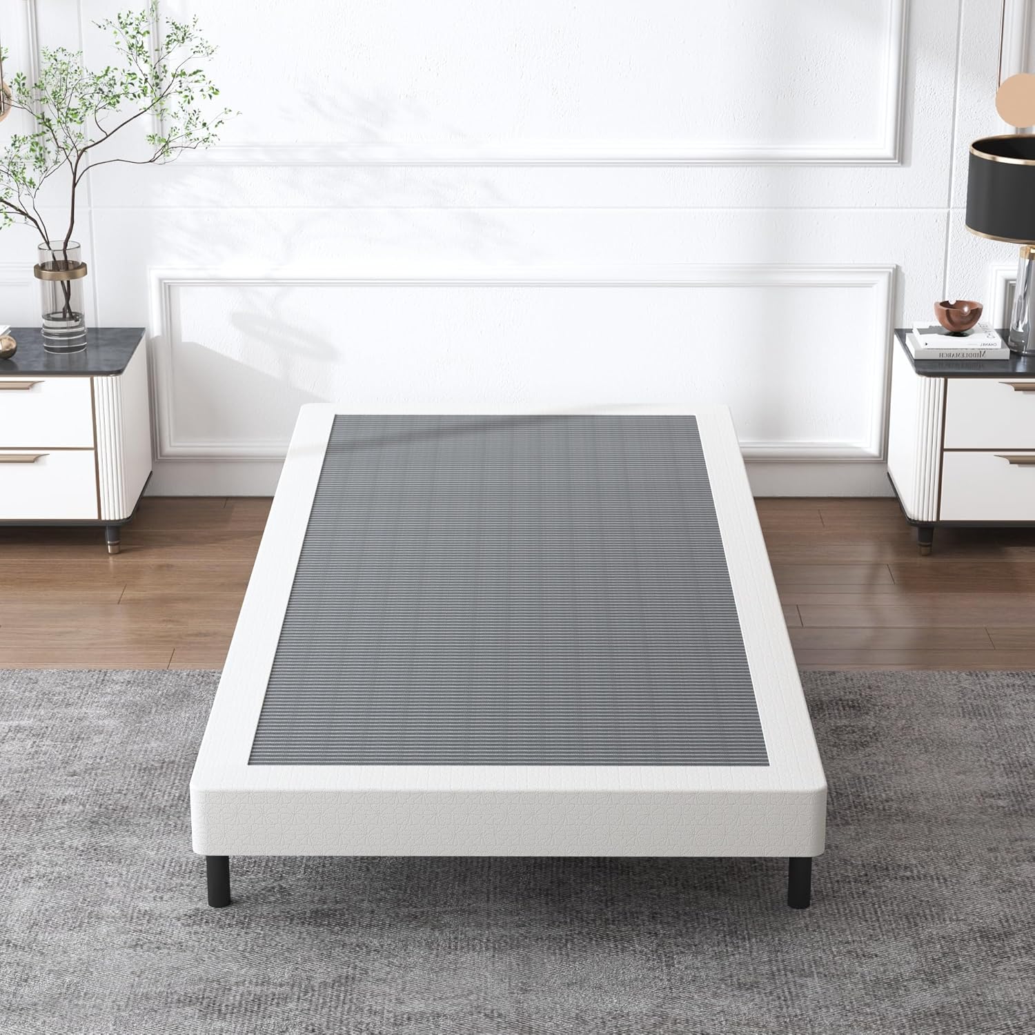 Box Spring Twin 4 Inch, Heavy Duty BoxSpring Twin, Sturdy Box Spring Only, Easy Assembly, Noise Free 4 Inch TWIN