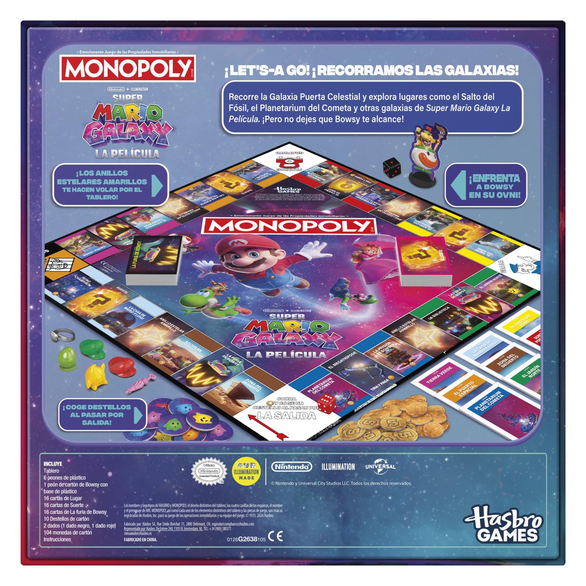 Monopoly: Super Mario Galaxy La Película Juego de Mesa I Divertidos Juegos Familiares para niños, Adolescentes y Adultos | De 2 a 6 Jugadores | Edad: 8+ - Versión en español