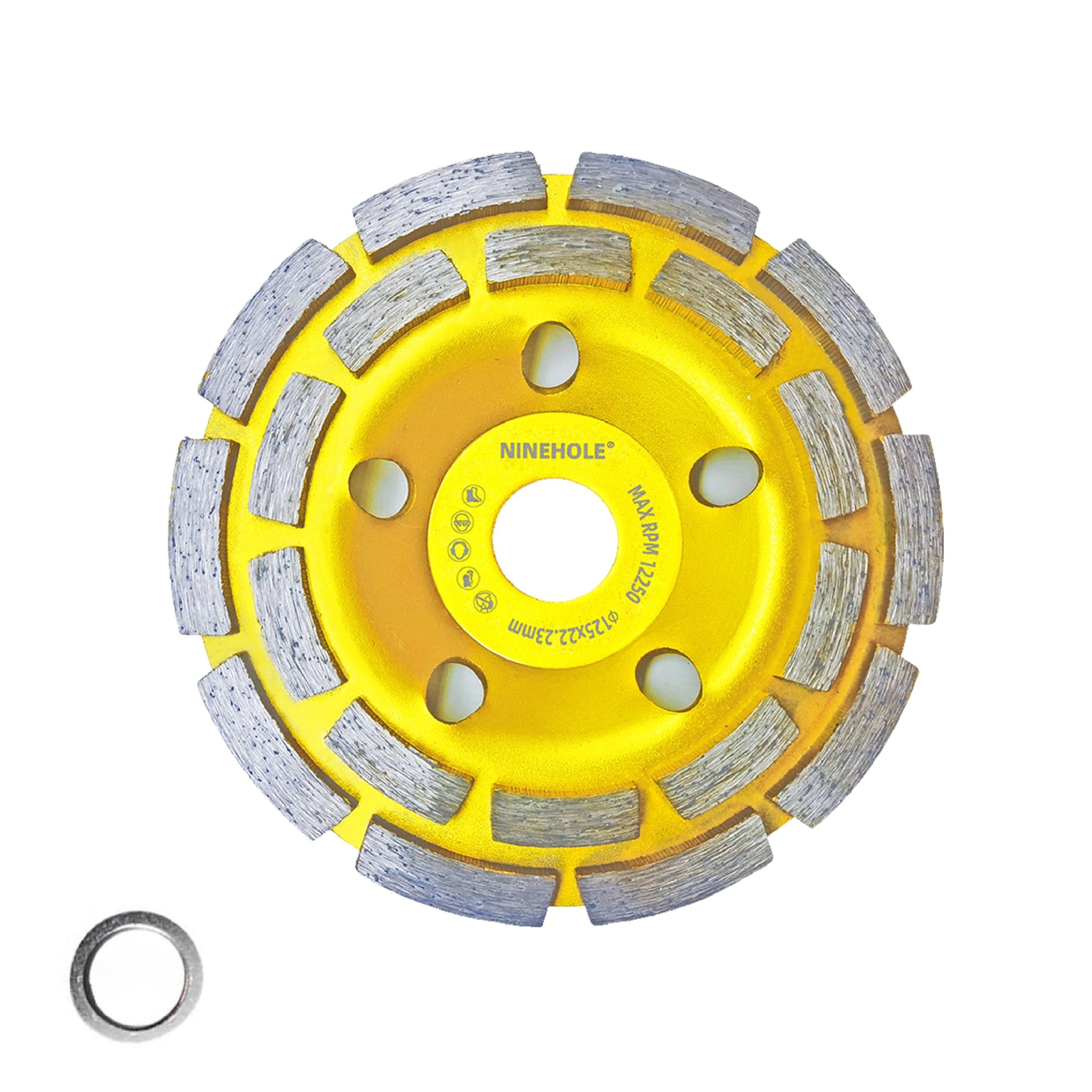 Ninehole Diamant Schleiftopf 125 Mm, Doppelreihig – 2 Stück, Inkl. 20-mm-Adapter – Für Beton, Granit, Fliesen & Mehr