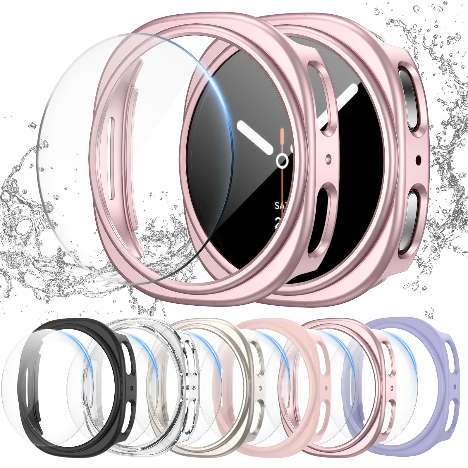 Photo 1 of Landhoo [6+6Pack] for Samsung Galaxy Watch 8 40mm Screen Protector Case, Hard PC Bumper + HD Anti-Fog Tempered Glass Protective Film, Waterproof Face Cover Set for Galaxy Watch 8 40mm Accessories