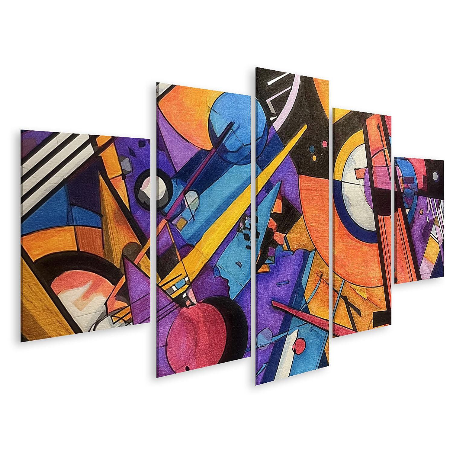 islandburner Bild auf Leinwand Faszinierende Geometrie Kunstdruck Wohnzimmer Für Kunstliebhaber - 5-teilig