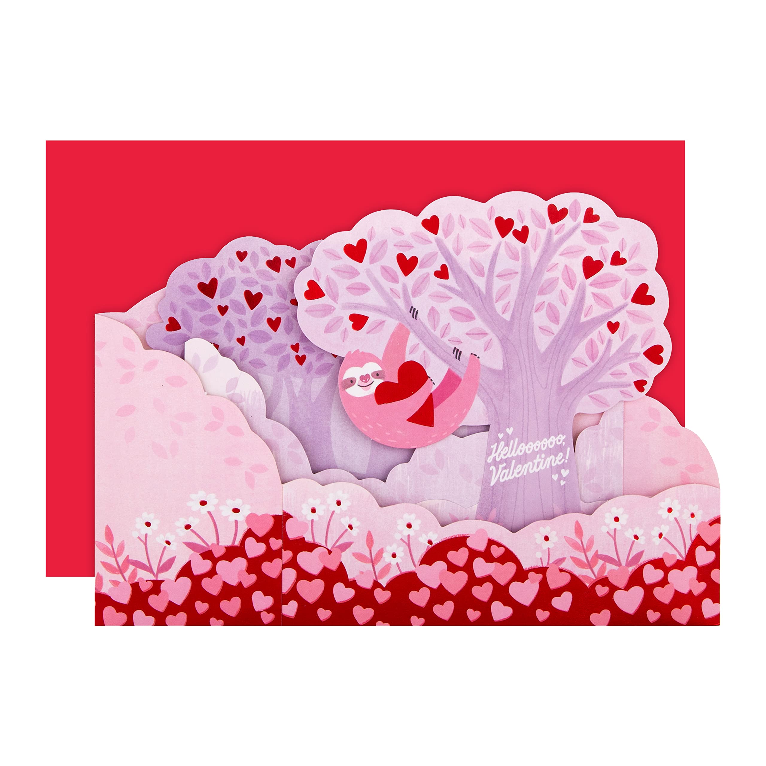 Hallmark Kartka walentynkowa Pop Up - papier cudowny leniwiec wzór różowy 25565669