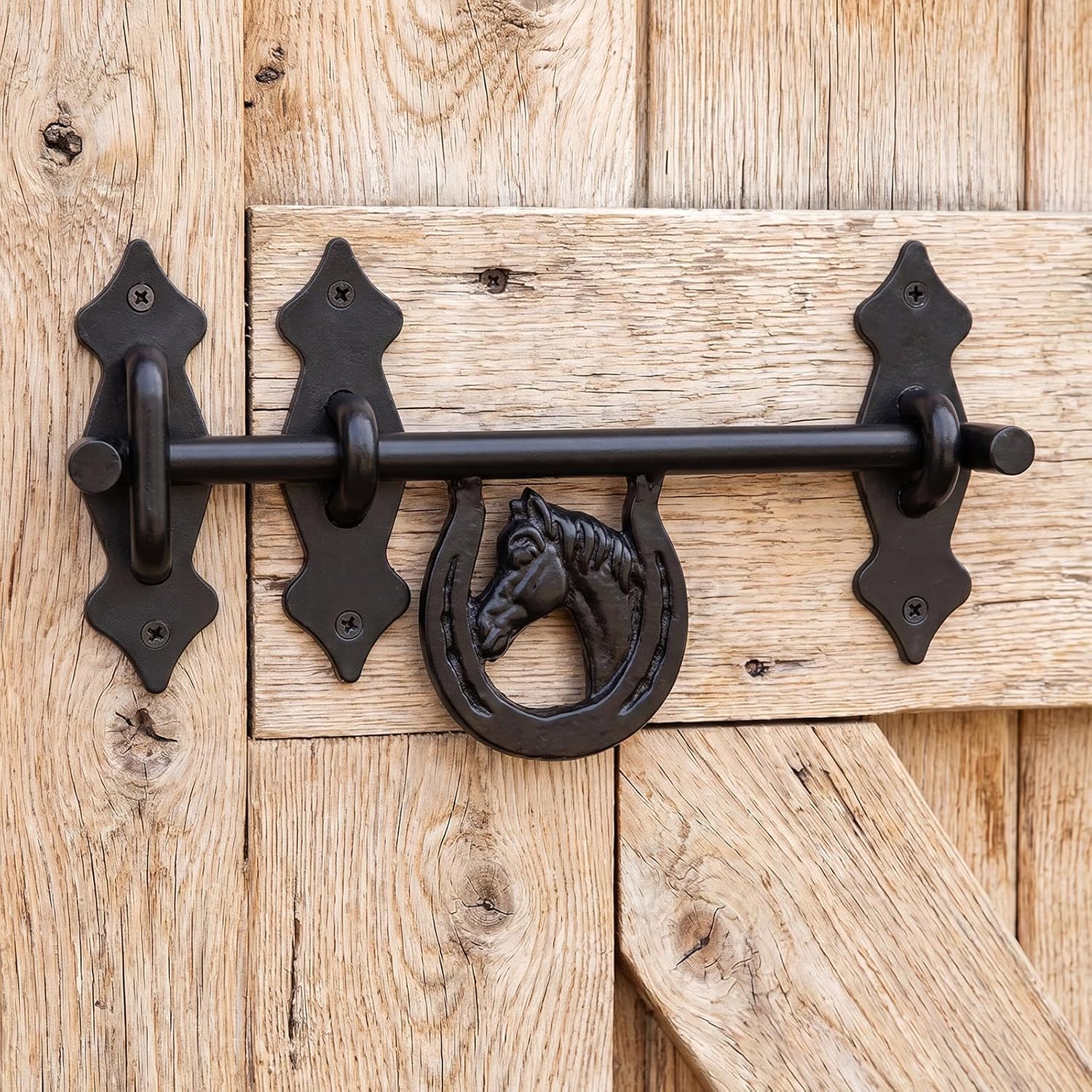 Horseshoe Door Latch Heavy Duty Steel Barn Stall Door Latch Left and Right Side Doors Latches for Sliding Barn Doors Vinyl Fence Shed