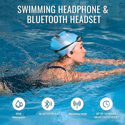 Miniatura 6 de Tayogo StreamPort T6 - Auriculares de natación con conducción ósea abierta, IPX8 impermeable, Bluetooth 5.4, transmisor FM MP3 transmisión de música