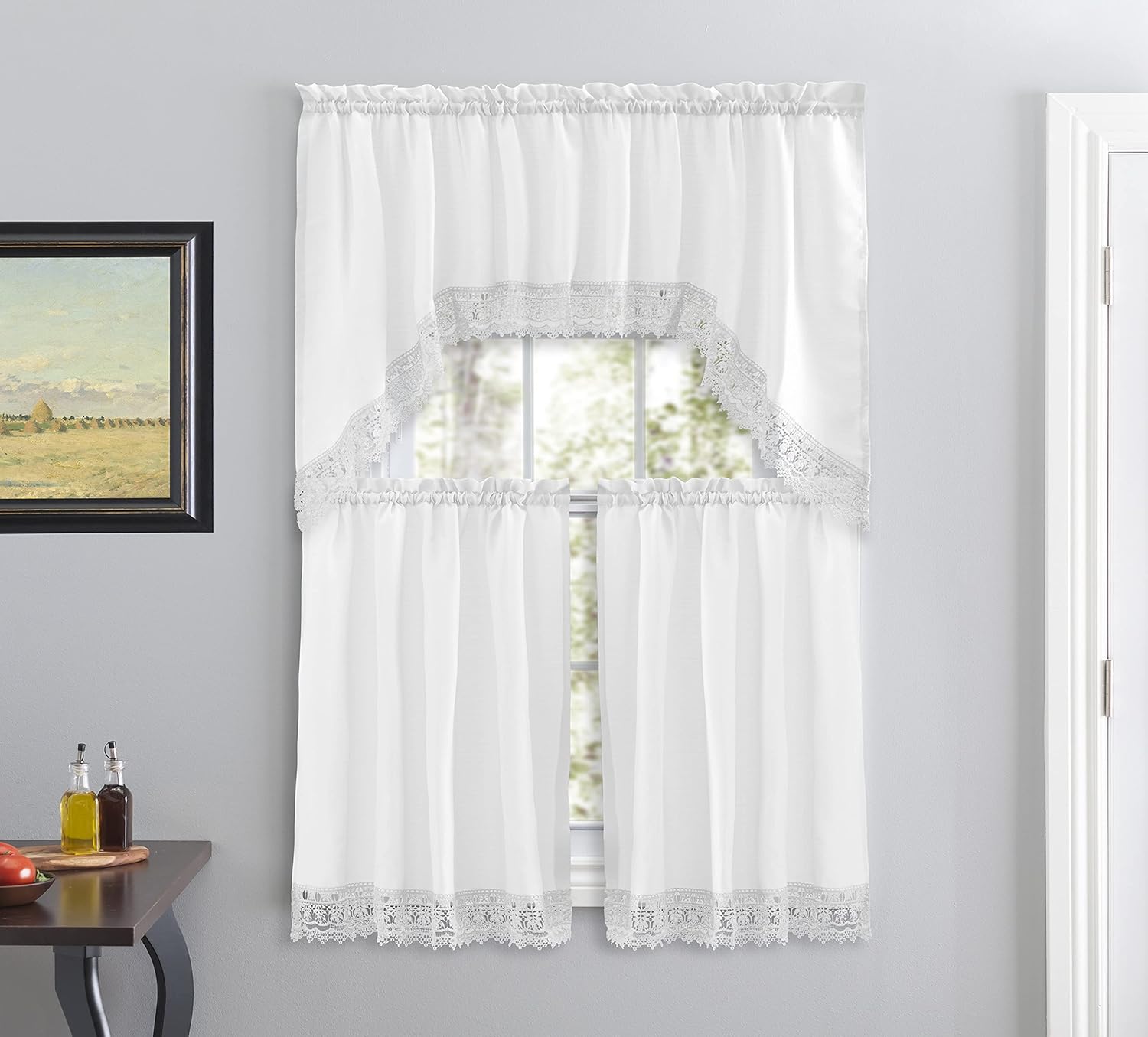 American Linen Café Curtains for Kitchen, Bathroom Curtains