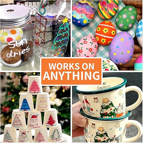 Miniatura 2 de Marcadores permanentes blancos y negros, paquete de 2 marcadores de pintura a base de aceite, punta media, bolígrafos de pintura de secado rápido