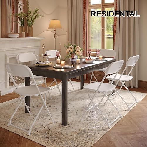 Miniatura 2 de Paquete de 10 sillas plegables blancas, sillas portátiles de fiesta, silla plegable de plástico, asientos comerciales apilables con marco de acero