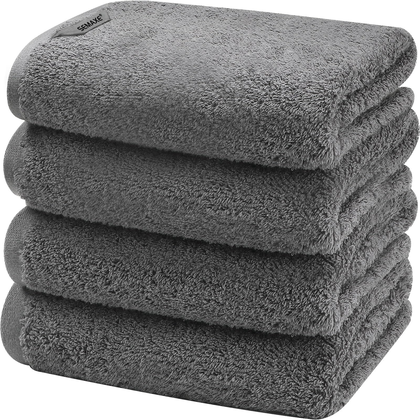 SEMAXE Gray Hand Towels for Bathroom 4-Pack Cotton Towels with Hanging Loop Quick-Drying Easy Care