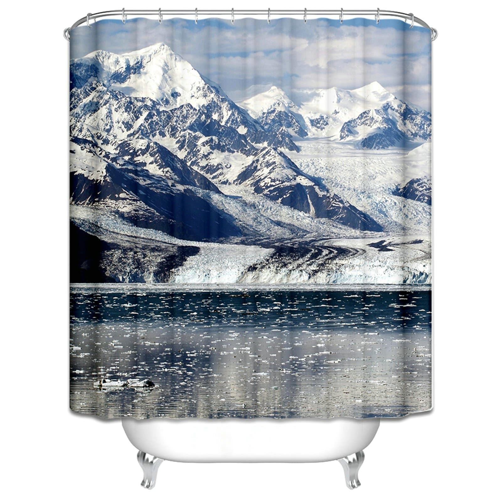 Rideau de douche en tissu blanc 150x180 cm avec anneaux inclus pour salle de bain