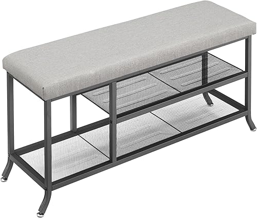 Miniatura 3 de IDEALHOUSE Nuevo banco de zapatos 2024  Banco de almacenamiento de zapatos de 2 niveles para entrada, organizador de almacenamiento con cojín, marco