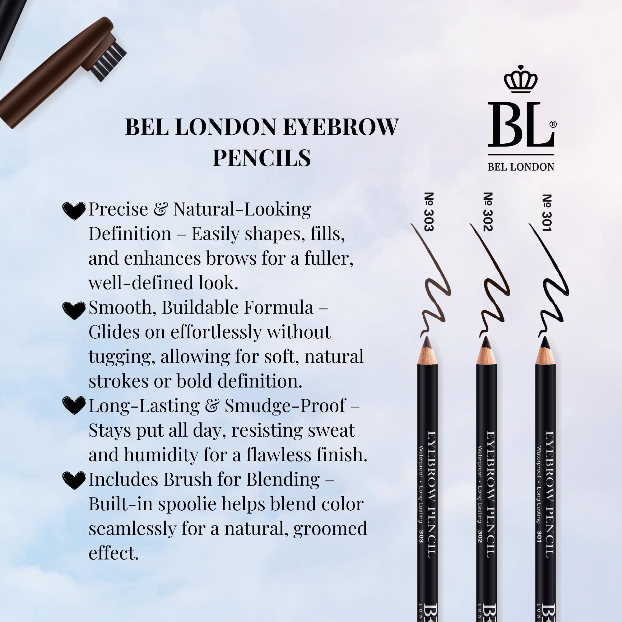 BEL London Long Lasting Waterproof Eyebrow Pencil (303)
