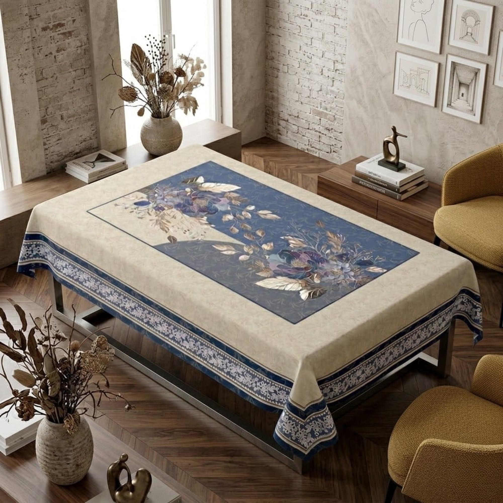 Tarantaran Elegant Flower Print Center Table Cover | Premium Decorative Table Cloth-image-42
