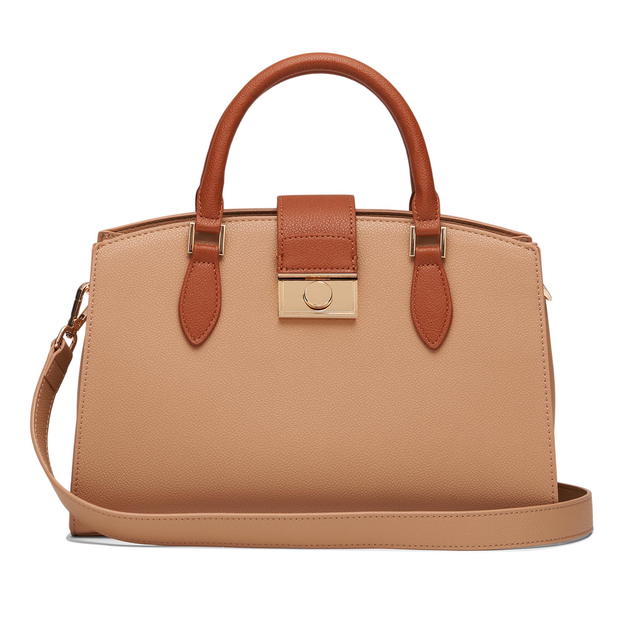 Miraggio Ellen Solid Handbag for Women with Adjustable & Detachable Sling/Crossbody Strap (Tan) (B0CM3C52BY) Amazon Price History, Amazon Price Tracker