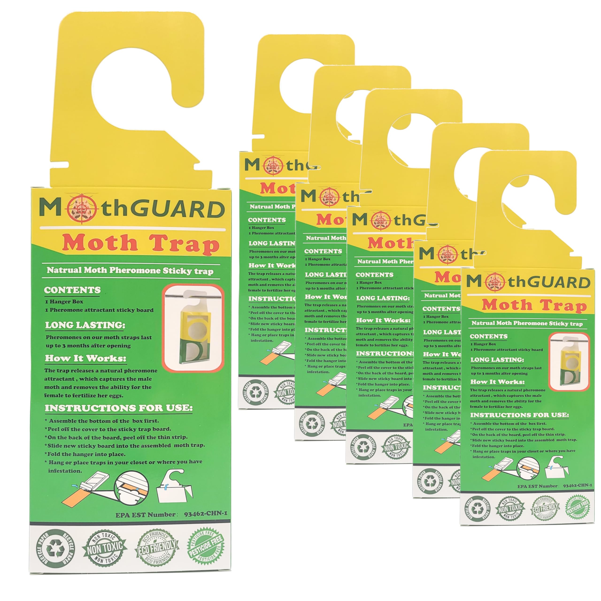 Ven-Trap6 Pack – Powerful Pheromone Enhanced Moth Traps – Refillable Hanging Box - Odor-Free & Natural for Closet, Pantry, Kitchen