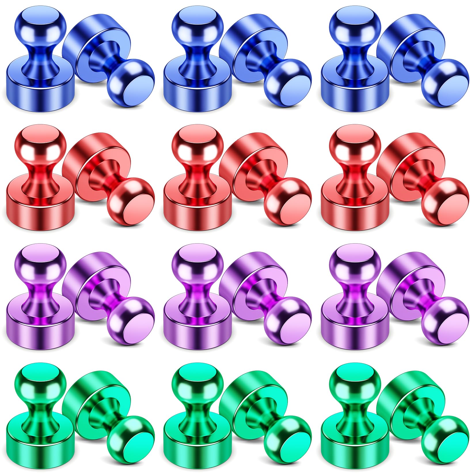 VNDUEEY 24 Pack Fridge Magnets, 4 Colors Refrigerator Magnets, Magnets Refrigerator, Whiteboard Magnets Dry Erase Magnets, Magnetic Push Pins for Kitchen, Office, Classroom, Adults