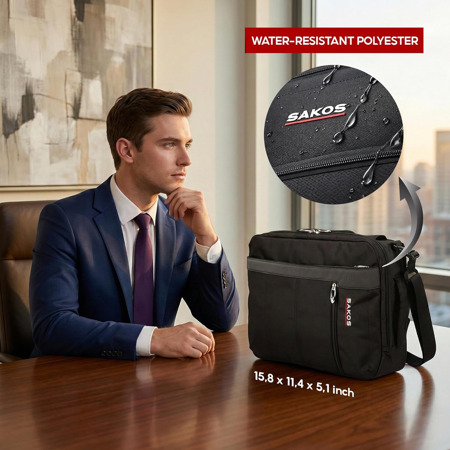 SAKOS FLASH 17 Laptop Case 15.6 Inch, 15.6 Laptop Case, Laptop Bag For Men, Computer Bag For Men, Water Resistant Messenger Bag Compatible With Macbook Pro 13/14/15", HP, Dell, Lenovo, Asus