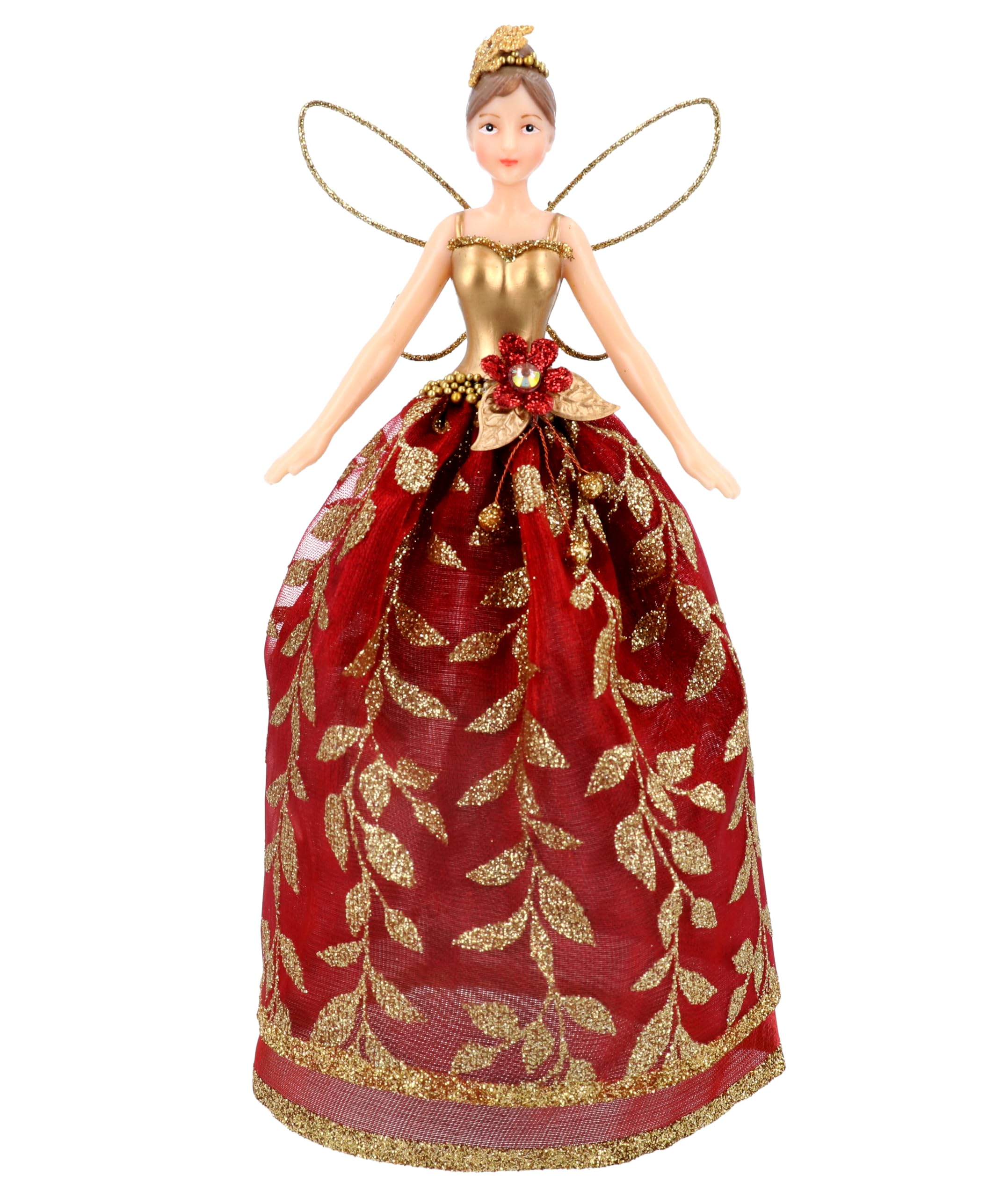 Gisela Graham Resin and Red Fabric with Gold Leaf Decal 18 CentimetreTree Top Fary