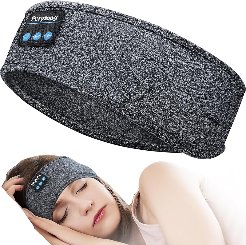 Perytong Auriculares para Dormir Inalámbricos, Auriculares Deportivos Bluetooth con Diadema con parlantes Estéreo HD Ultrafinos, Perfectos para Dormir, Hacer Ejercicio, Trotar, Yoga, Insomnio, Viajes en Avión, Meditación (Gris Carbón)