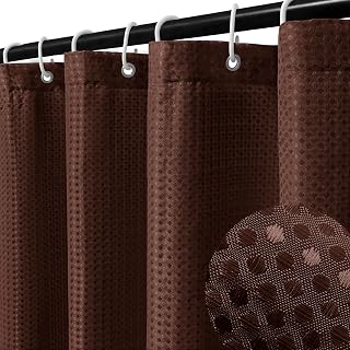 BBiggood Brown Shower Curtain, Waffle Weave Shower Curtain for Bathroom Set with Hooks, Waterproof Luxury Hotel Spa Style Decor, Machine Washable, 72"x72"