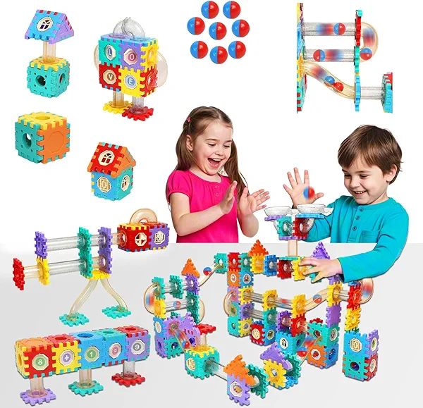 STEM Building Learning Toy, AOSITE 234PCS Marbles Run Kid Gift, Educational Race Track Construction Building Block for 5 6 7 8 9 10 11 12Years, Creative Marble Run Games Boy Girl Birthday Xmas Present