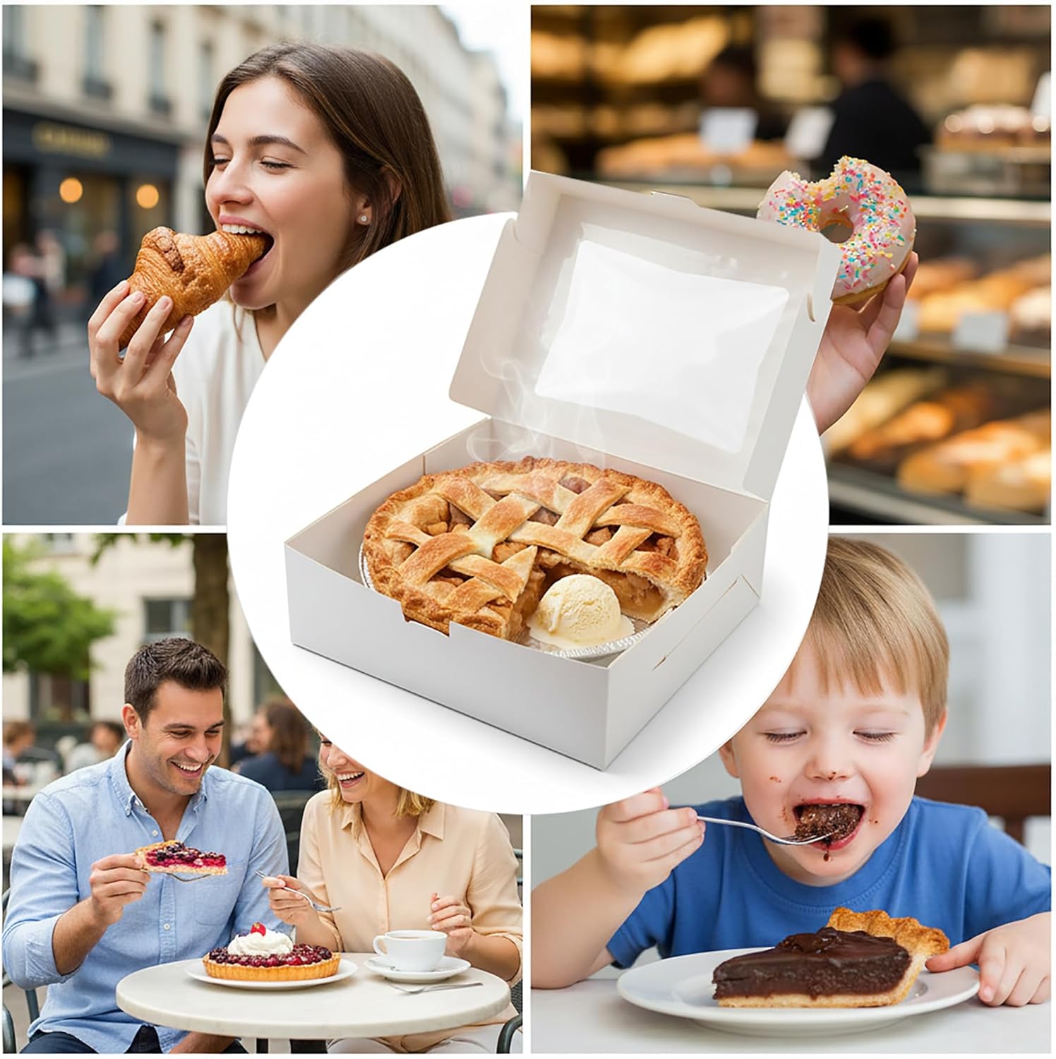19"x14"x4" inches Half Sheet White Cake Boxes with Window, Premium Bakery Boxes, One piece cake box, Perfect for packaging and selling cakes, donuts, cookies, and muffins, (50-Pack)