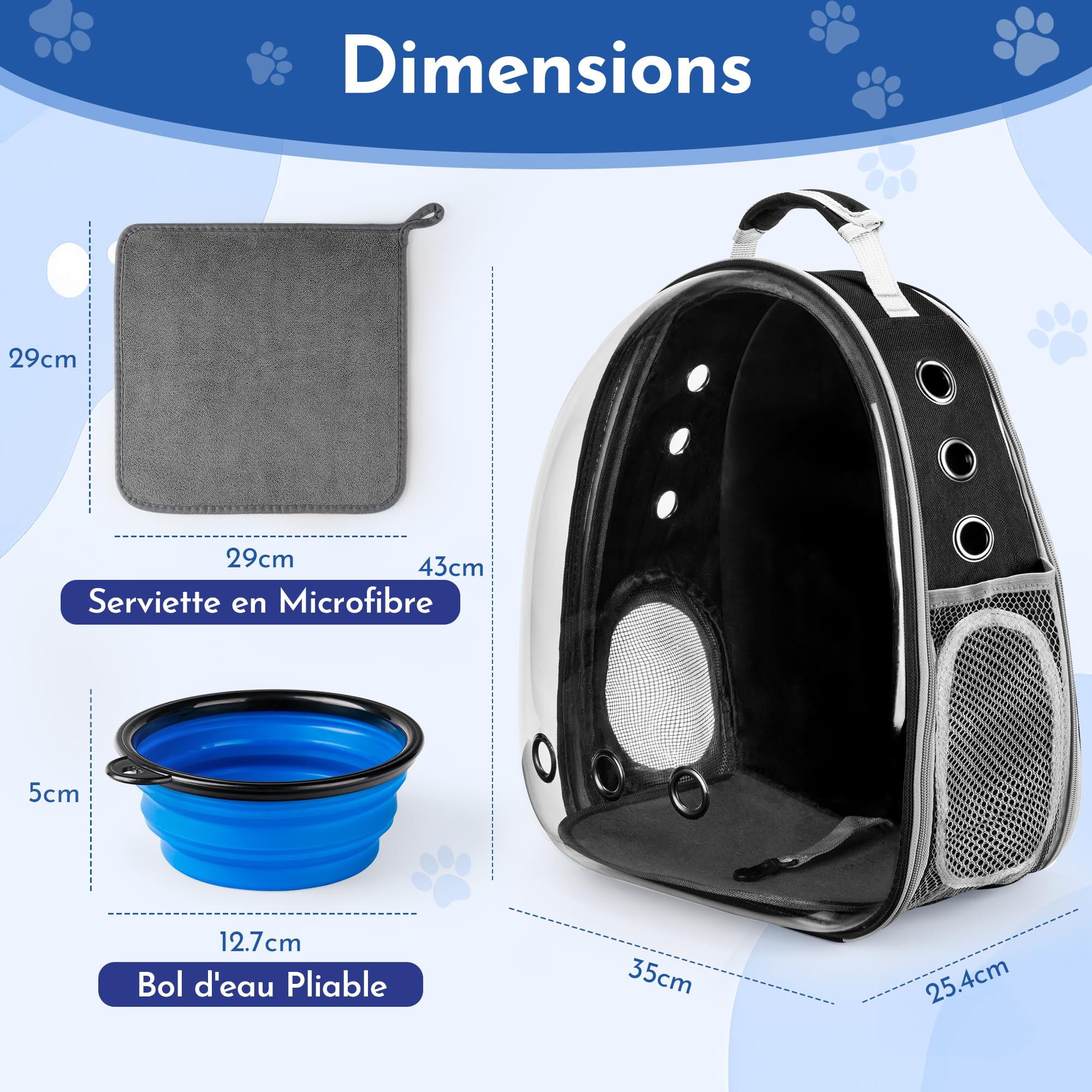 Chic Chats Accessoires Félinement Chic, Naturellement Miaou, Sac de Transport pour Chat, Sac de Transport pour Chien, Bulle Transparente, Caisse de Transport Chat, Sac a Dos Chat, Filet Respirant