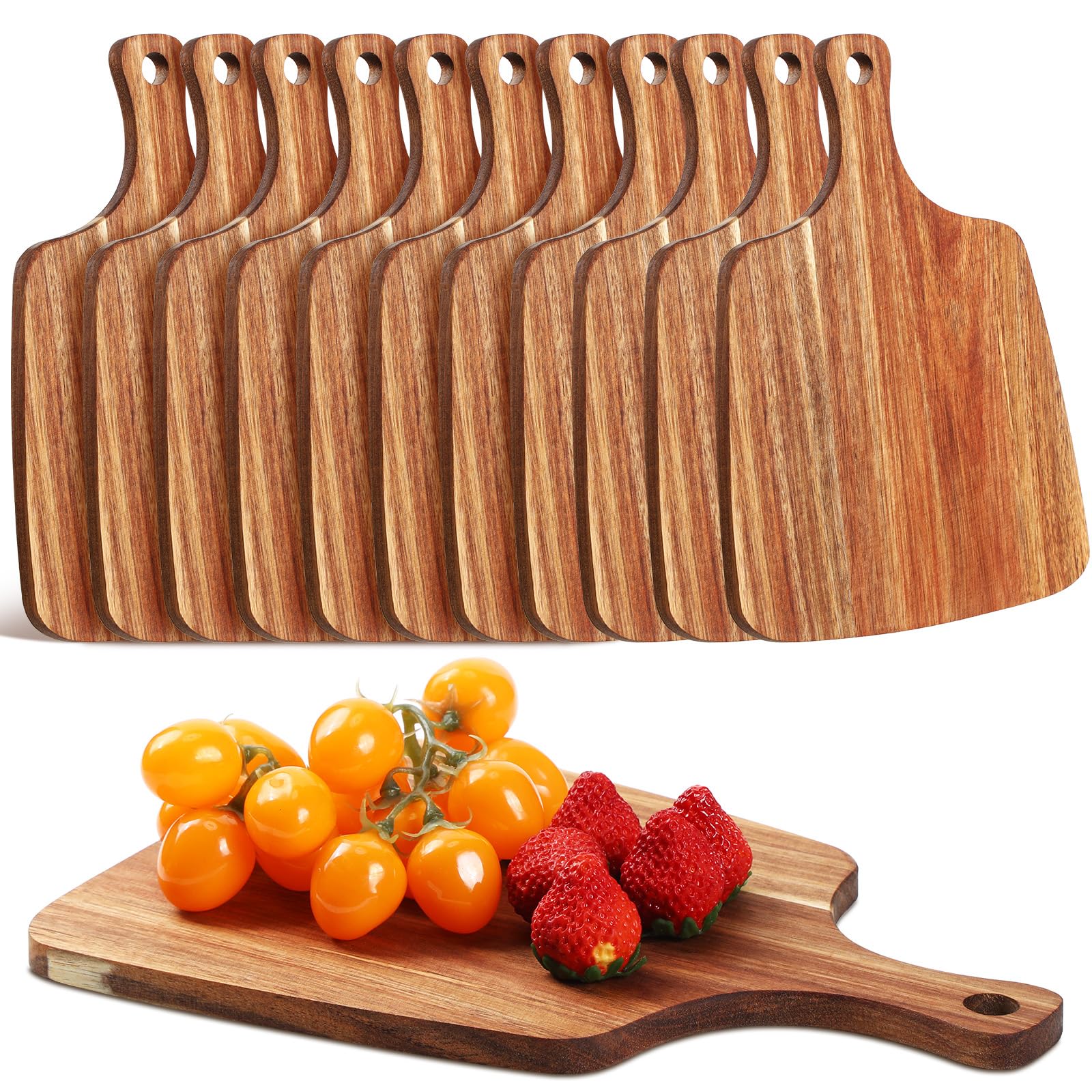 Vesici 12 tablas de cortar con asa de madera de acacia de 30,5 x 21,5 cm, para servir despedidas de soltera, aperitivo, tabla de charcutería con asas, regalo de boda para pareja, para cocina, carne