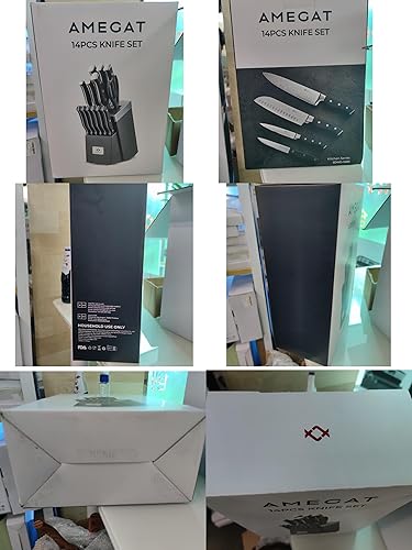 Miniatura 11 de Juego de cuchillos con tecnología avanzada de autoafilado, cuchillos de cocina de textura ondulada de 14 piezas, juego de cuchillos de acero