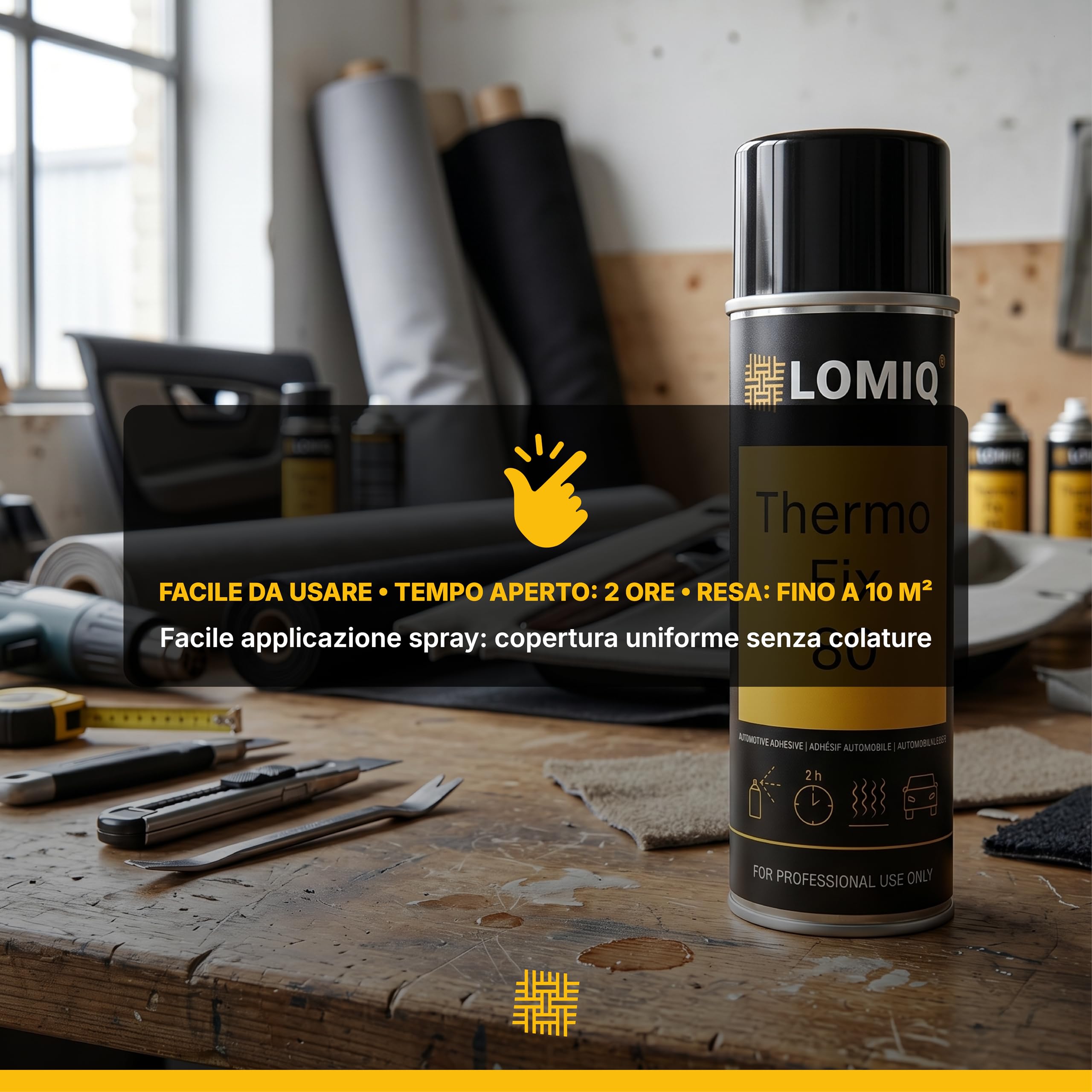 Colla spray THERMOFIX 500 ml, colla tessile universale, colla forte per tessuti per rivestimenti interni, tappezzeria, feltro, similpelle, giunzione flessibile, adesione rapida ed evaporazione