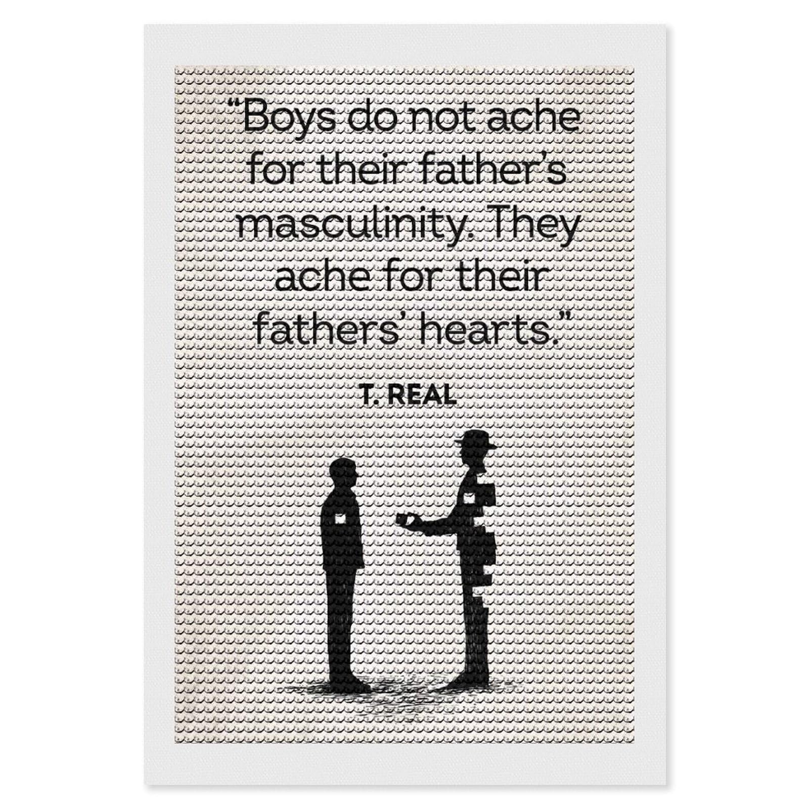 Junmoney Fathers Day Quotes Son Diamond Painting Canvas Set 8"x12", for Women, Mindful Craft Activity, Cosy Home Accent, Festive Craft Gift