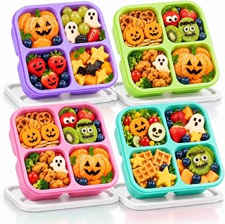 4 Pack Snack Containers Bento Box Adult Lunch Box,Meal Prep Container, Reusable Food Storage lunch Containers Stackable for Work, Travel and Gym (Grass Green, Pink, Green, Purple)