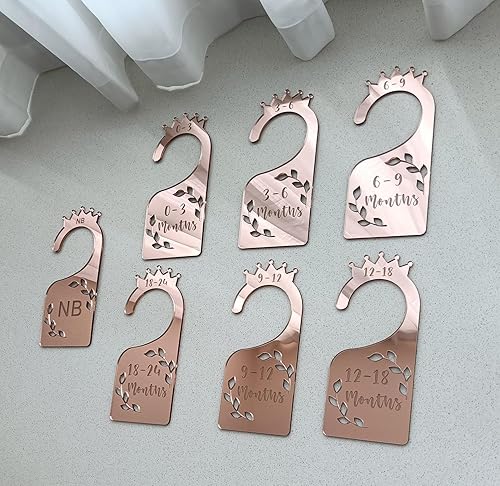 Miniatura 9 de Divisores de armario para bebé, juego de 7 organizadores de ropa de bebé con espejo acrílico para armario, hogar, guardería, desde recién nacidos