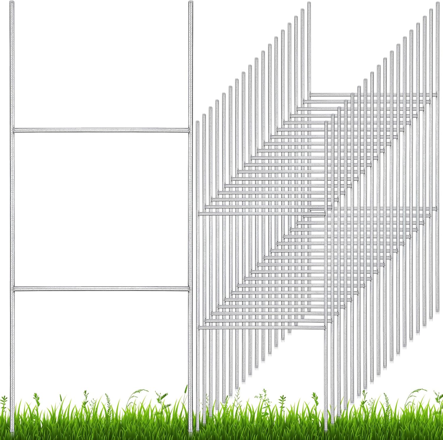 30 Pcs H Stakes for Yard Signs 24'' x 10'' Metal Heavy Duty H Frame Lawn Wire Stakes Weatherproof Metal Sign Holder Bulk for 4mm 5mm Corrugated Signs Board Guidepost Yard House Garden Decor