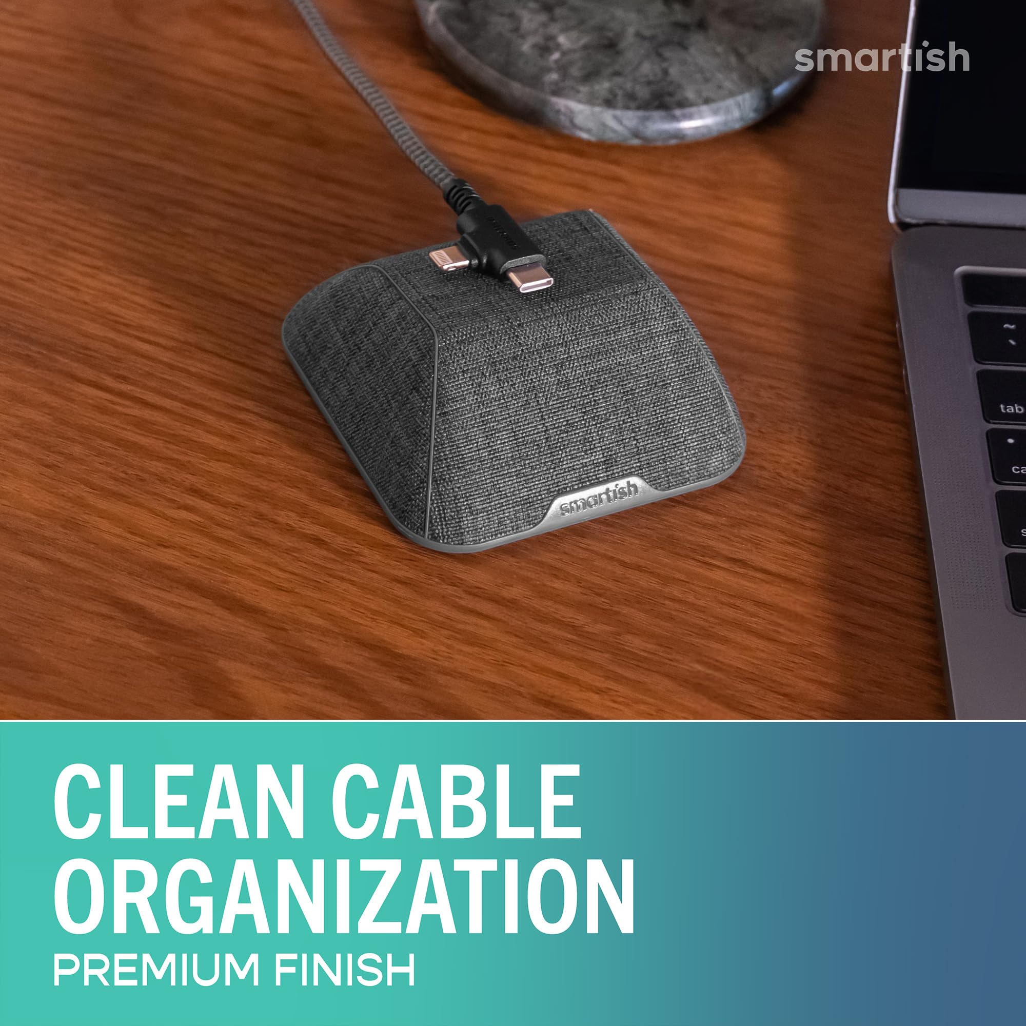 Smartish Magnetyczny menedżer kabli – organizer na kable do szafki nocnej (jedwab) – nr 2 ołówek szary SLK-MB-szary