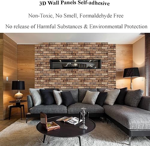 Miniatura 5 de Paneles de pared 3D para despegar y pegar, papel tapiz de ladrillo 3D para despegar y pegar, decoración de pared interior, paquete de 10 paneles de